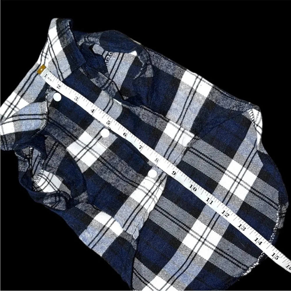 Small / Toy Breed Size XL Blue Plaid Flannel Button Down Dog / Cat Shirt